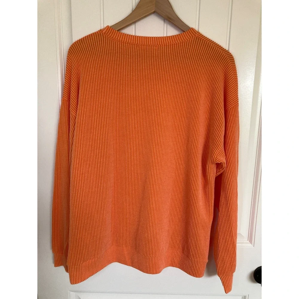 Tres Bien Tennessee Orange Ribbed Knit Graphic Pullover Top Large T-39895